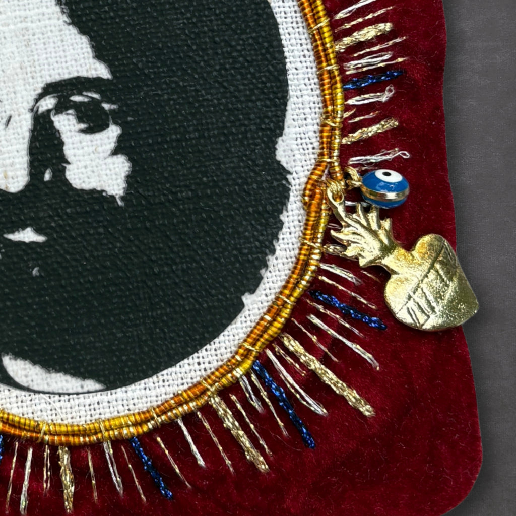 Dolly Parton Portrait Patch — Hand-Embroidered on Red Velvet