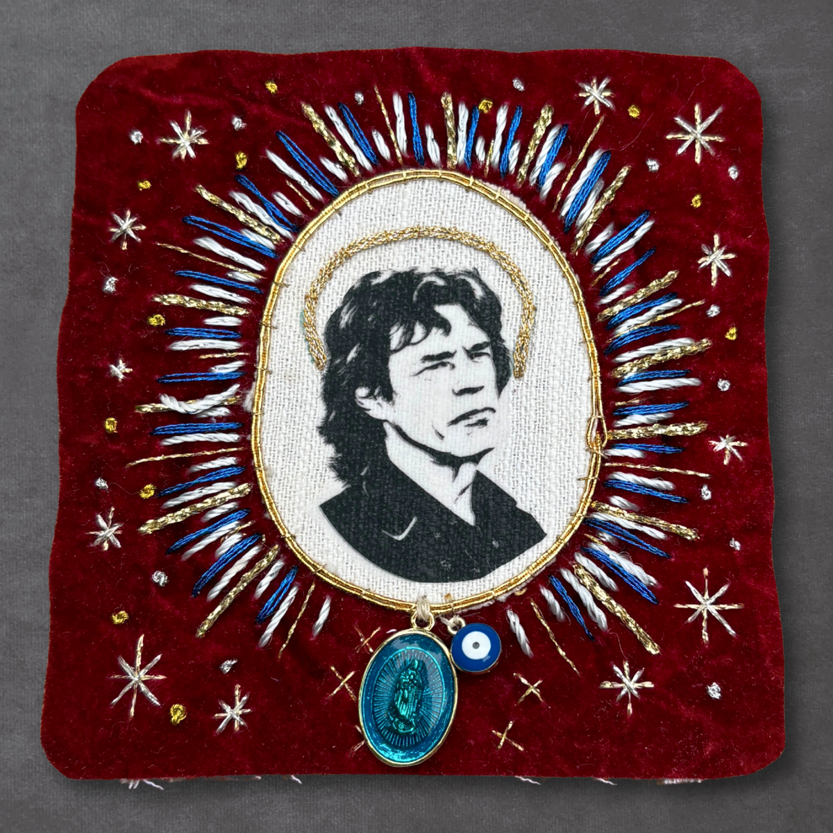 Mick Jagger Patch. Hand Embroidered Velvet Sew On Patches for Rolling Stones Fan