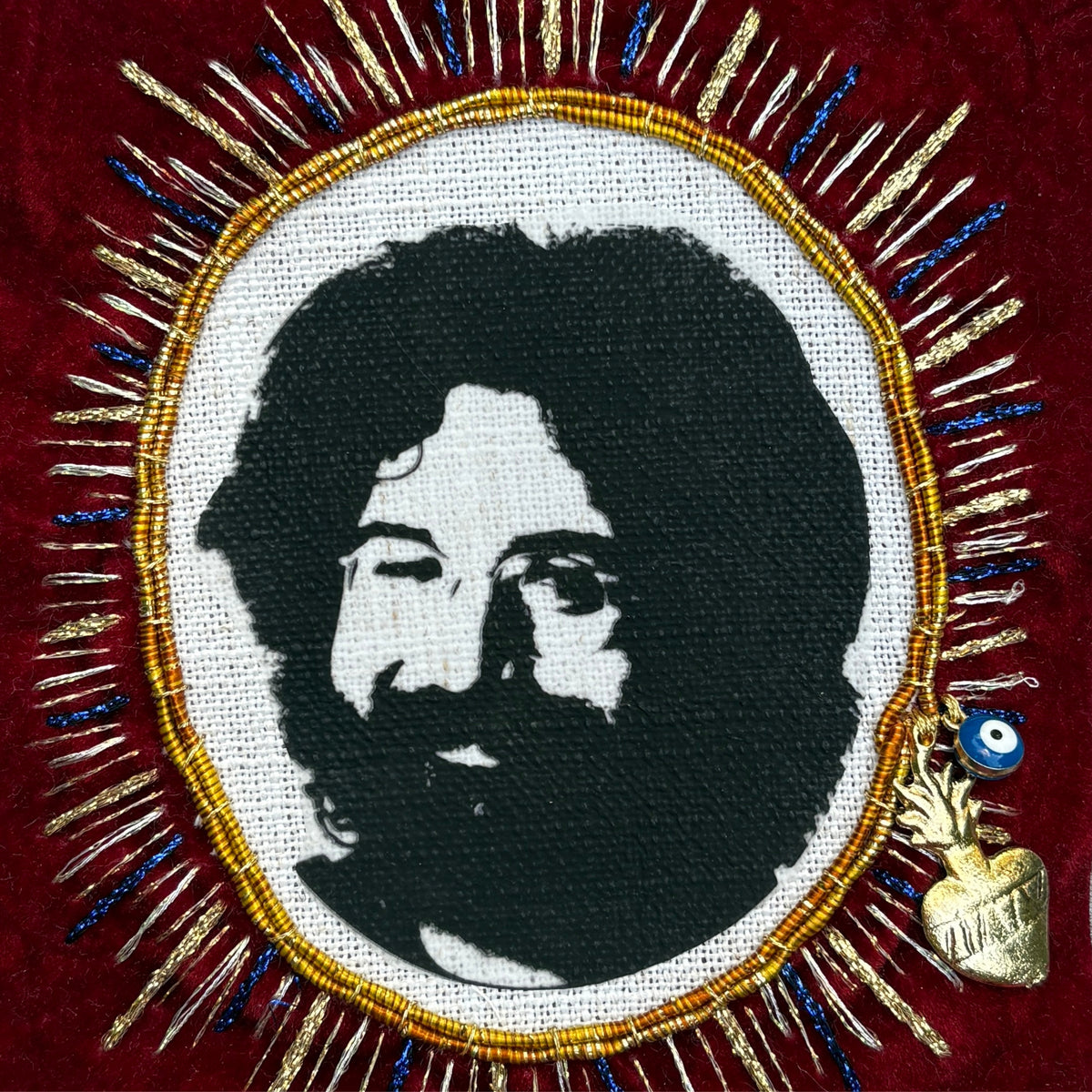Dolly Parton Portrait Patch — Hand-Embroidered on Red Velvet