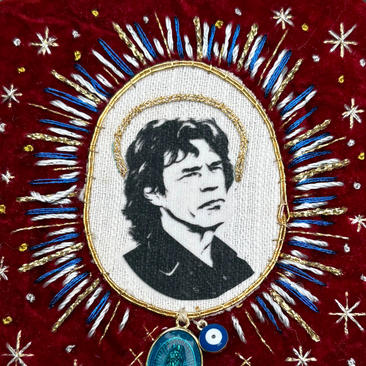 Mick Jagger Patch. Hand Embroidered Velvet Sew On Patches for Rolling Stones Fan