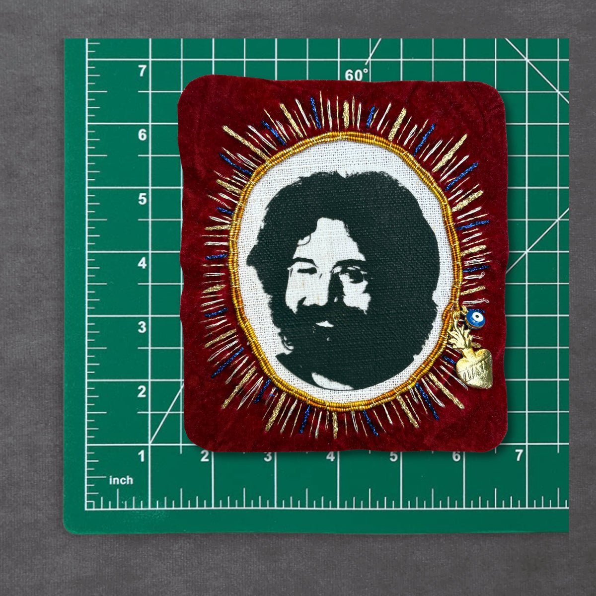 Dolly Parton Portrait Patch — Hand-Embroidered on Red Velvet