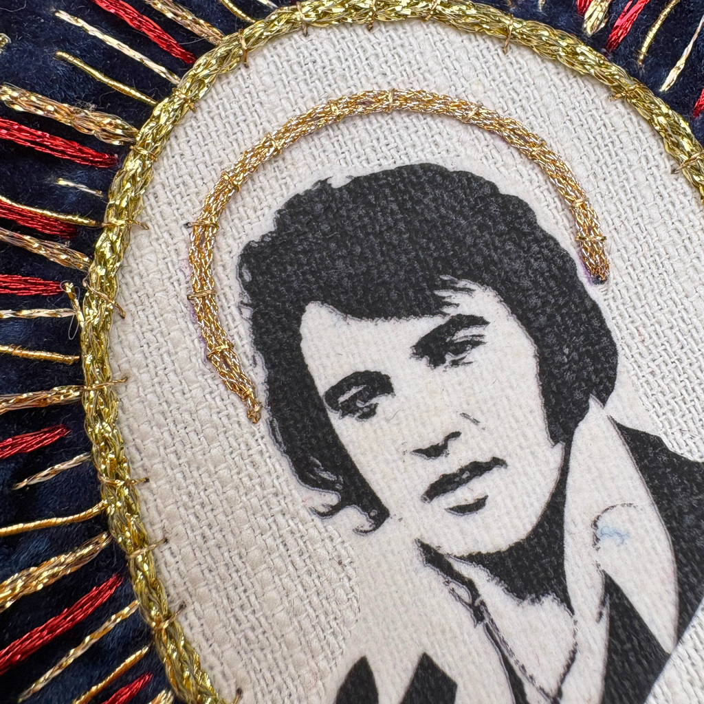 Elvis Patch – Hand Embroidered Velvet Sew-On for Jackets & Jeans