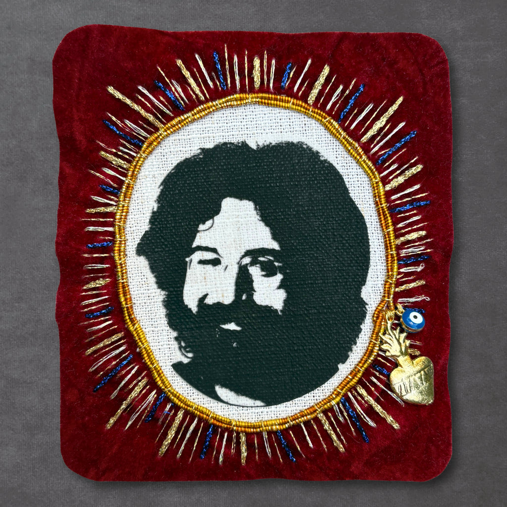 Dolly Parton Portrait Patch — Hand-Embroidered on Red Velvet