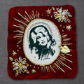 Dolly Parton Patch, Hand Embroidered Sew On Patch With Rhinestone Halo.