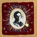 George Jones Patch, Hand-Embroidered Red Velvet, Goldwork, Sacred Heart Milagro
