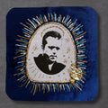 Jason Portrait Patch, Hand-Embroidered Blue Velvet with Sacred Heart Milagro