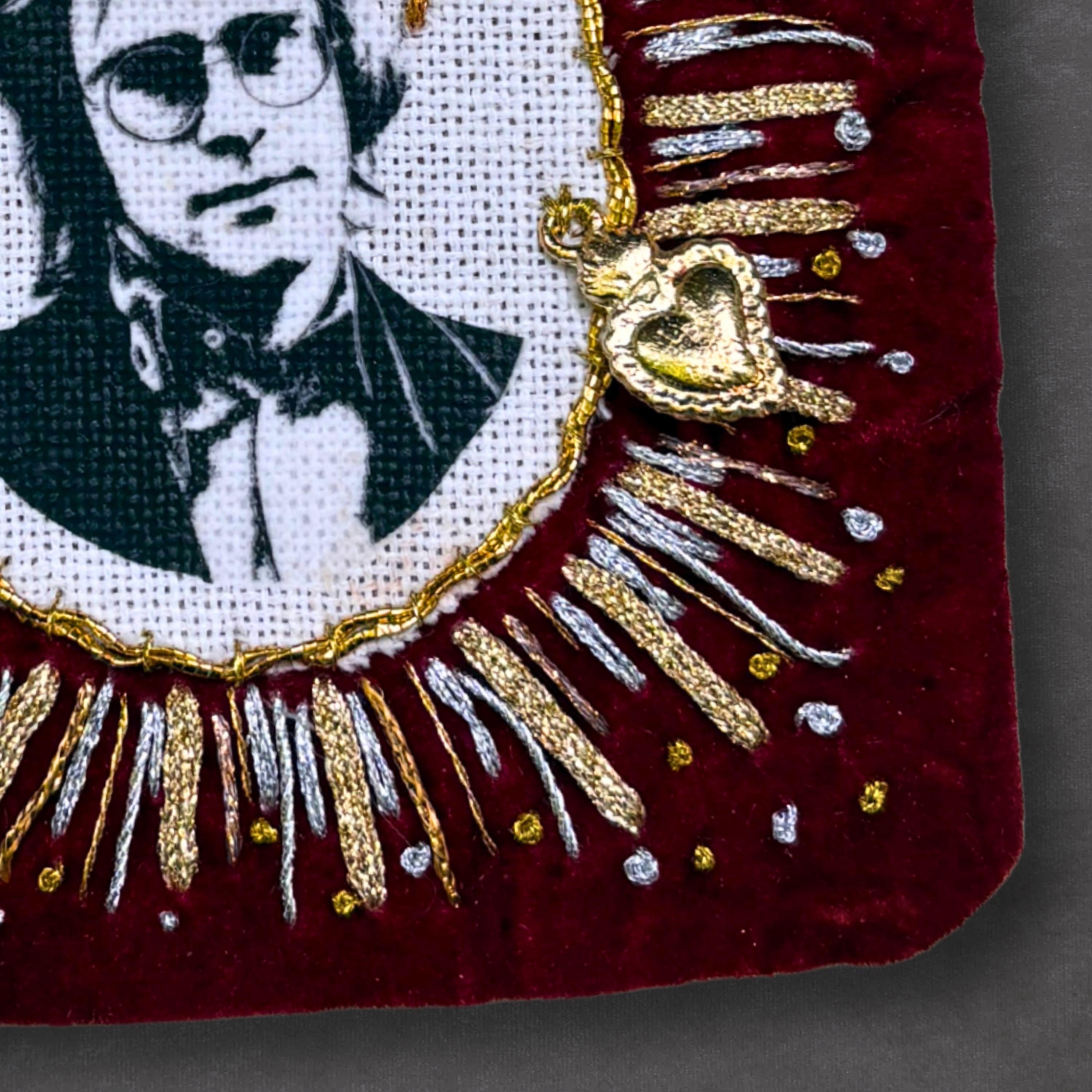 Glam Rock Patch, Hand Embroidered, Velvet Sew On Patch . Music Lover Gifts for record lovers.