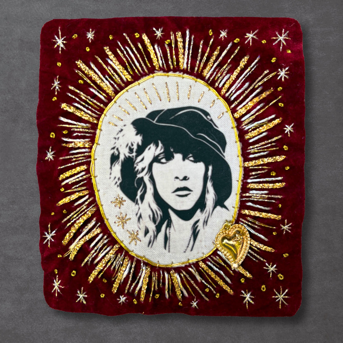 Stevie Patch, Large Hand-Embroidered Velvet Sew-On Band Patch for Battle Jackets