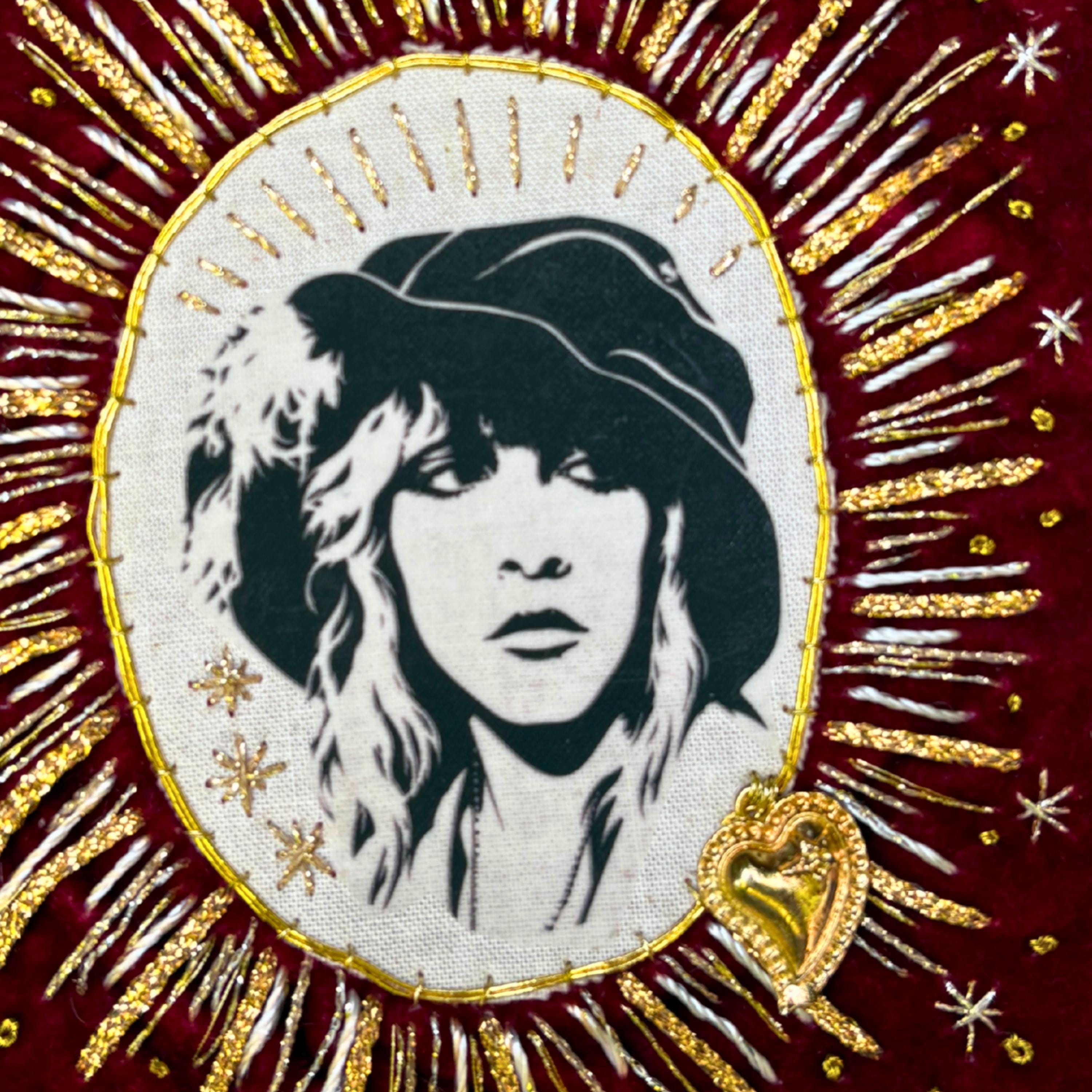 Stevie Patch, Large Hand-Embroidered Velvet Sew-On Band Patch for Battle Jackets