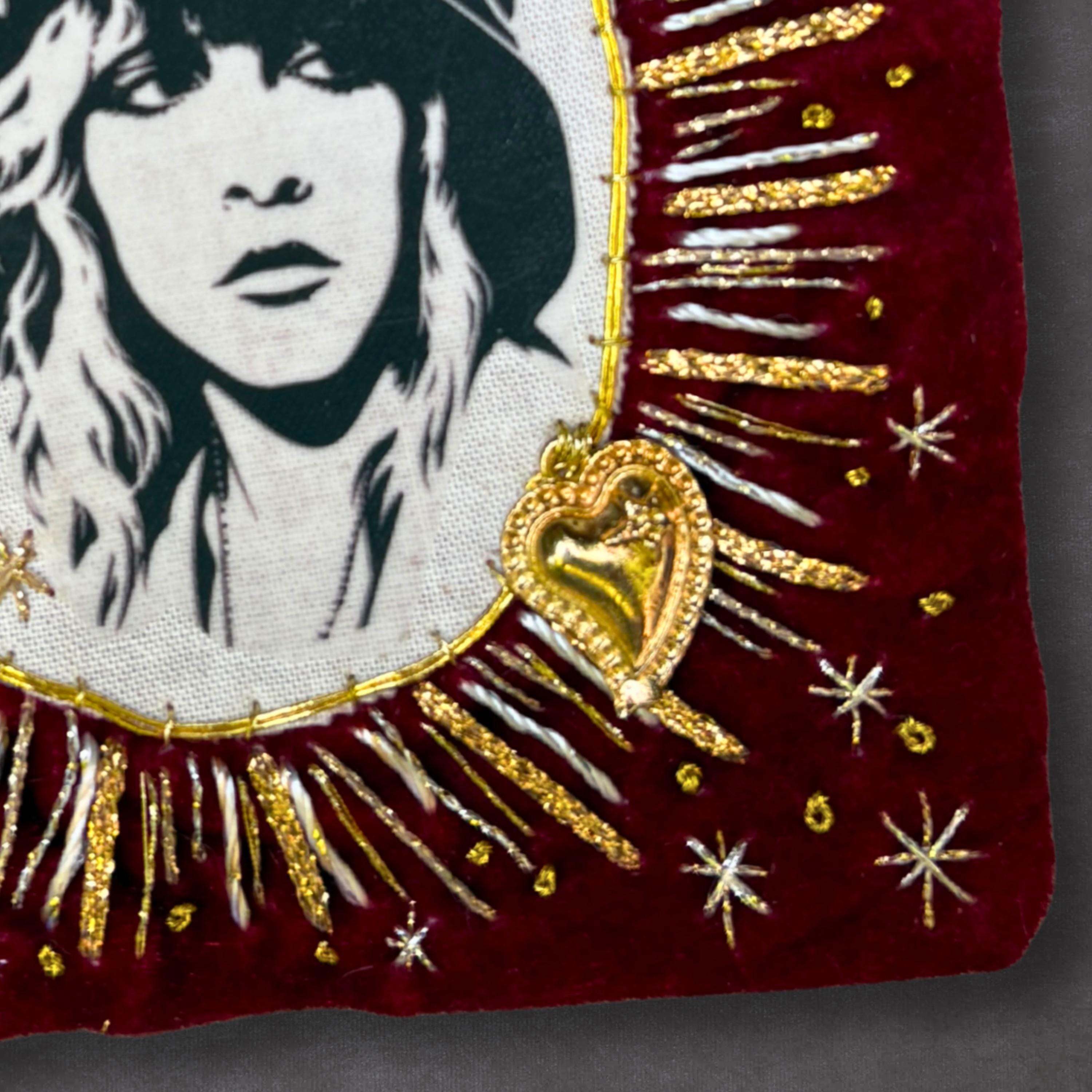 Stevie Patch, Large Hand-Embroidered Velvet Sew-On Band Patch for Battle Jackets