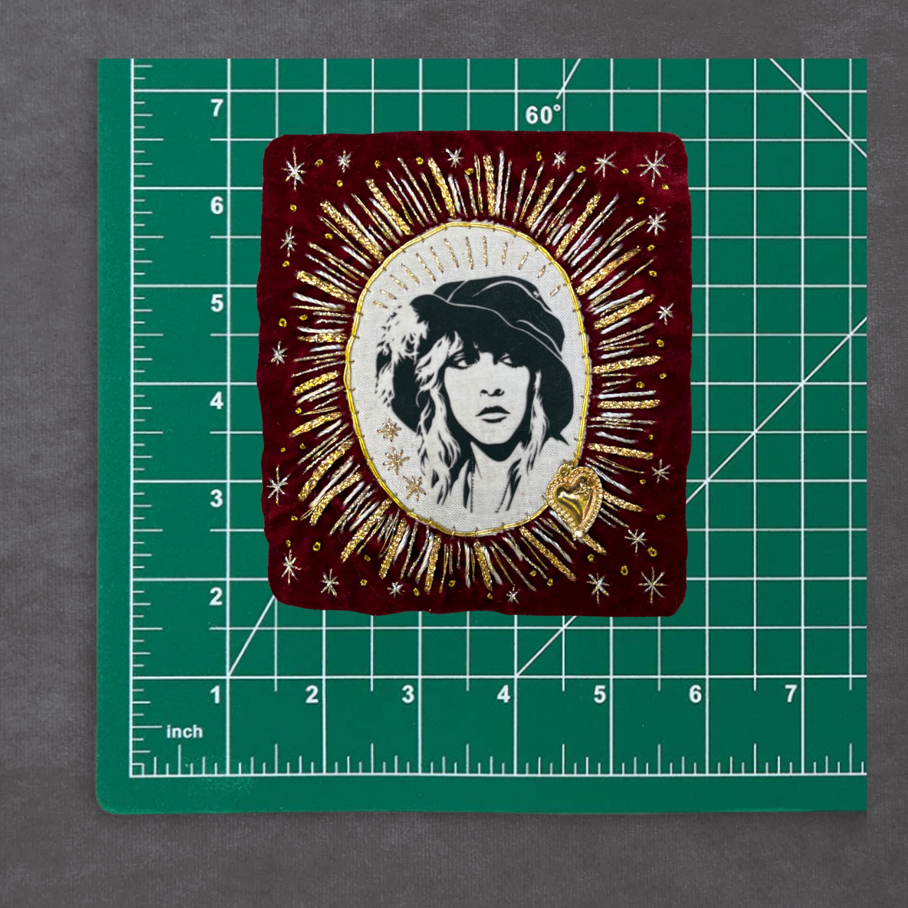 Stevie Patch, Large Hand-Embroidered Velvet Sew-On Band Patch for Battle Jackets