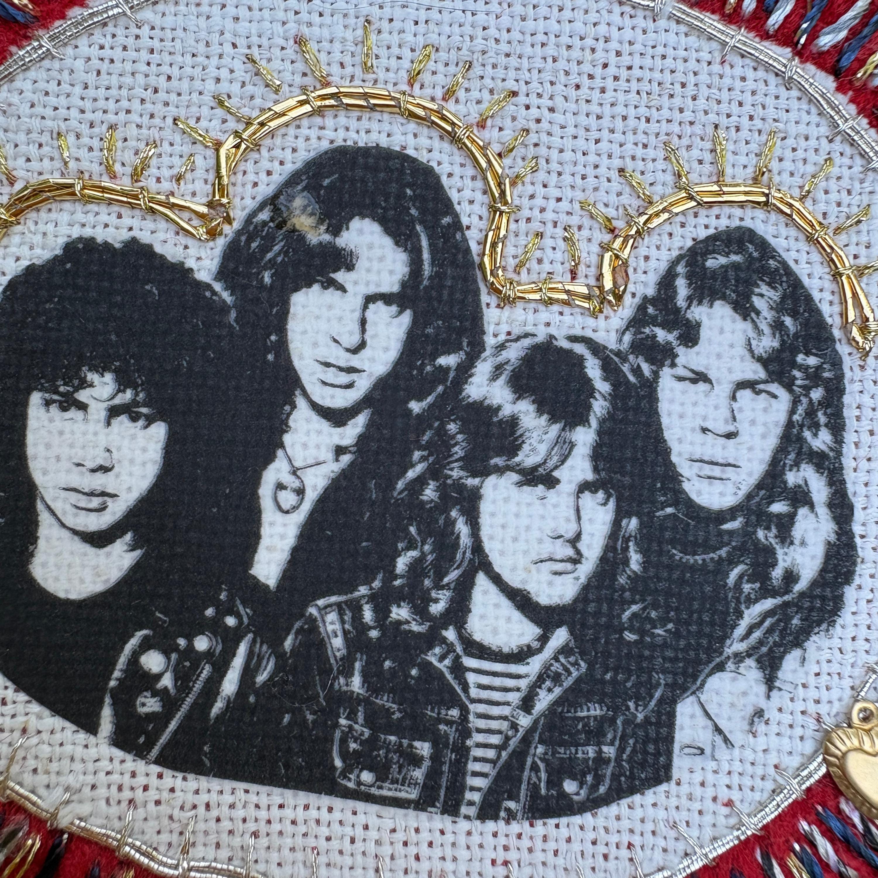Heavy Metal Patch, Vintage Hand Embroidered, Velvet Sew On Band Patches. Music Lover Gifts for Record Lovers.