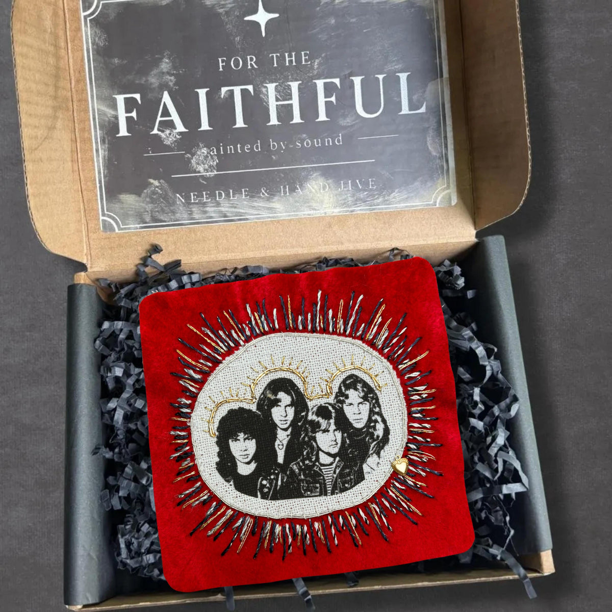 Heavy Metal Patch, Vintage Hand Embroidered, Velvet Sew On Band Patches. Music Lover Gifts for Record Lovers.