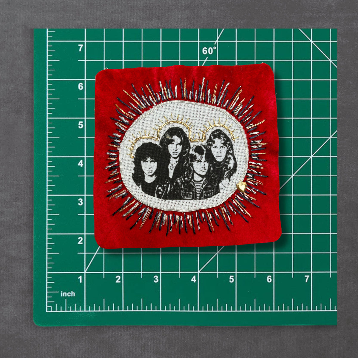 Heavy Metal Patch, Vintage Hand Embroidered, Velvet Sew On Band Patches. Music Lover Gifts for Record Lovers.
