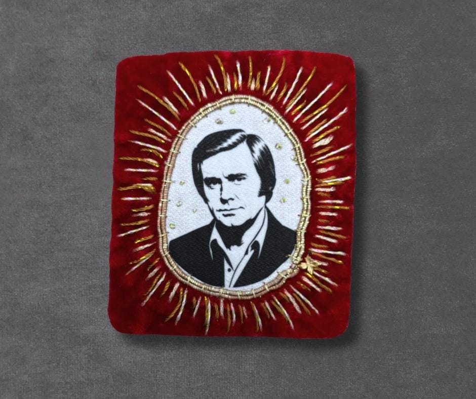 George Jones Patch, Hand Embroidered Outlaw Country Western Music Patches for battle jackets. Music Lover Gifts for Record Lovers