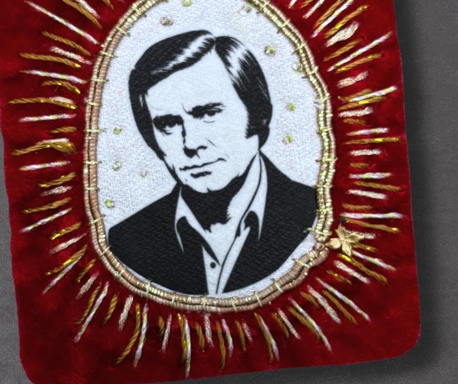 George Jones Patch, Hand Embroidered Outlaw Country Western Music Patches for battle jackets. Music Lover Gifts for Record Lovers