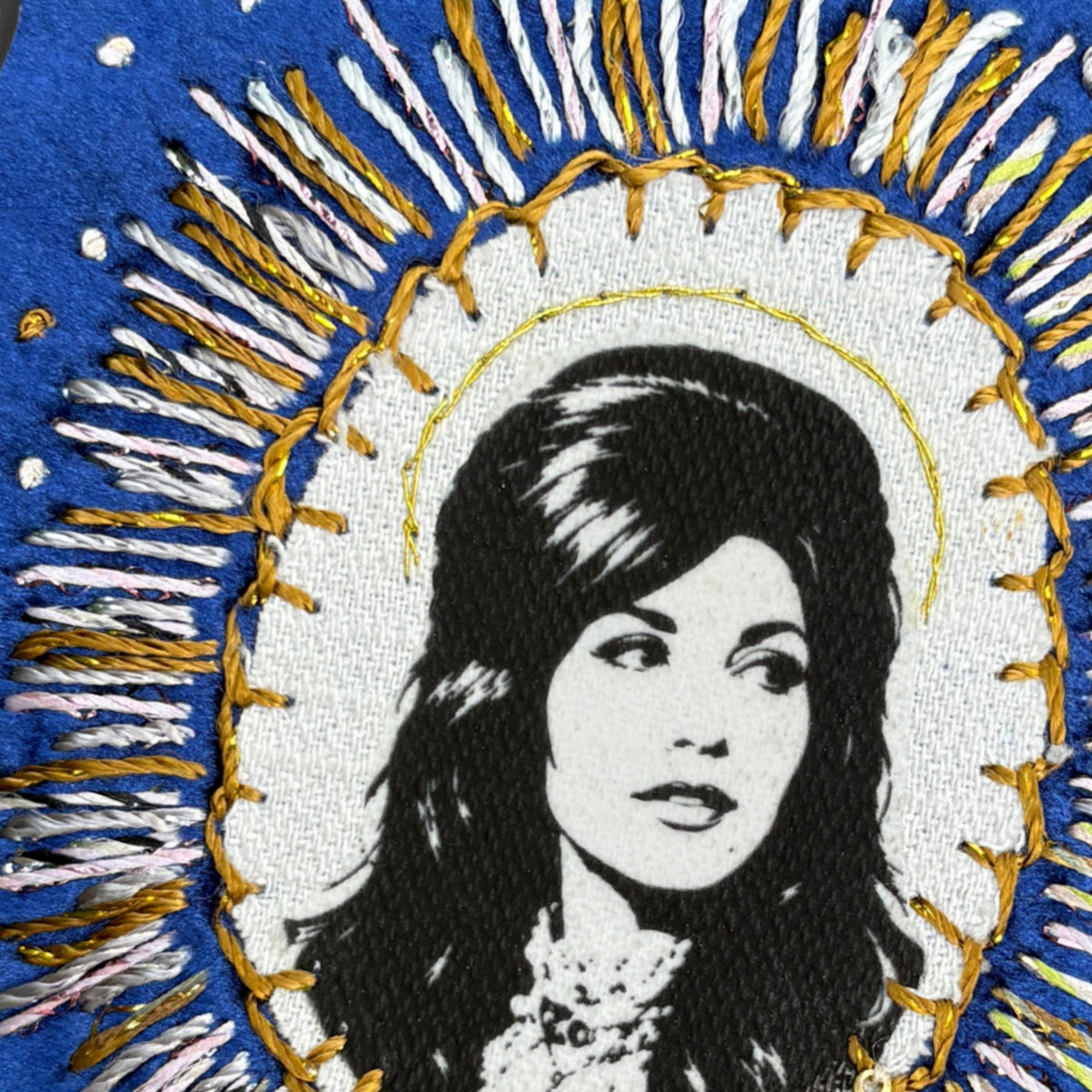 Loretta Lynn Patch, Hand Embroidered, Velvet, Sew on Patches for battle jackets. Music Lover Gifts for Record Lovers