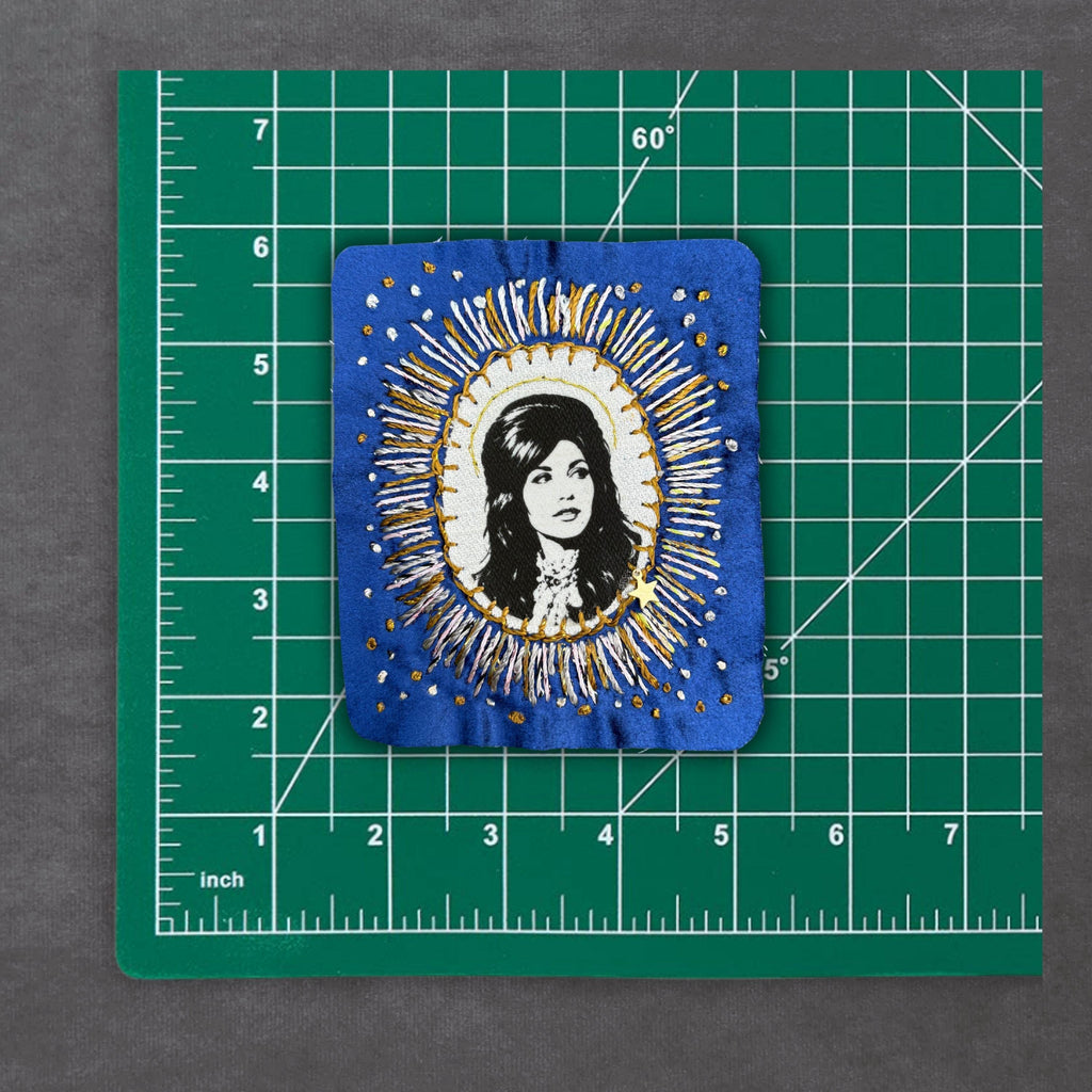 Loretta Lynn Patch, Hand Embroidered, Velvet, Sew on Patches for battle jackets. Music Lover Gifts for Record Lovers