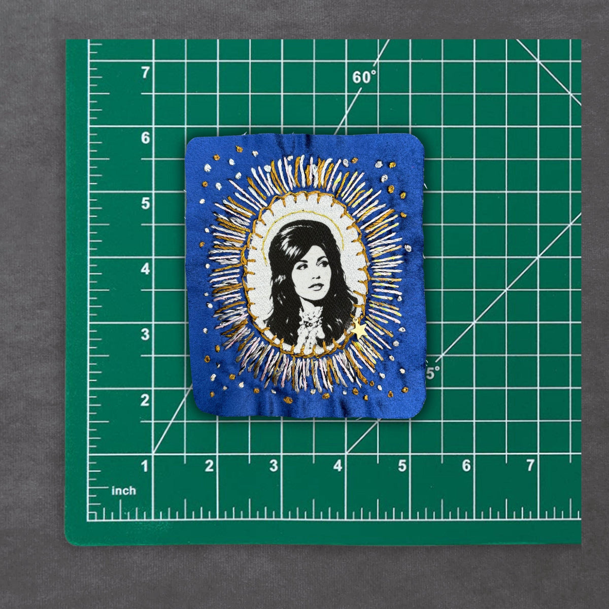 Loretta Lynn Patch, Hand Embroidered, Velvet, Sew on Patches for battle jackets. Music Lover Gifts for Record Lovers