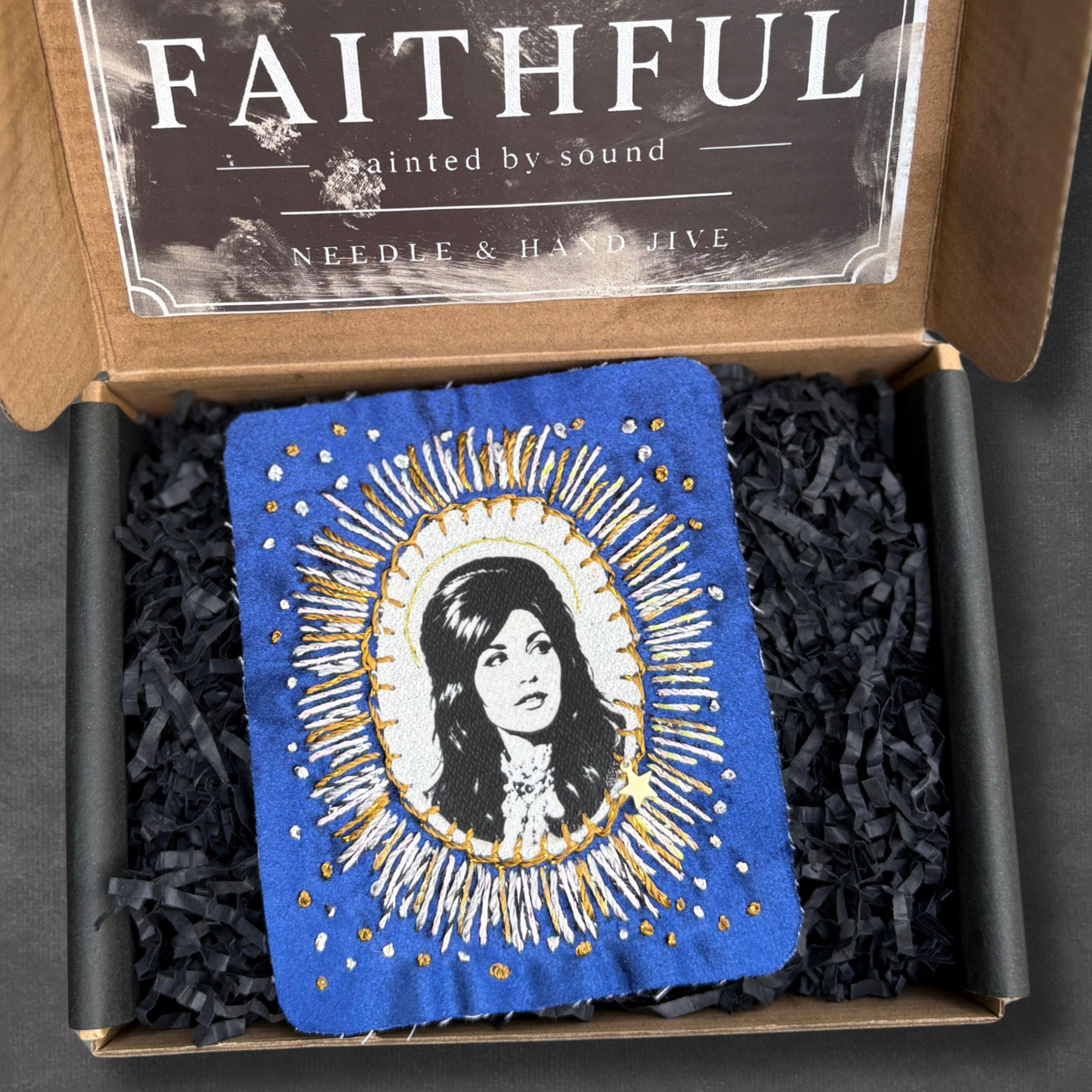 Loretta Lynn Patch, Hand Embroidered, Velvet, Sew on Patches for battle jackets. Music Lover Gifts for Record Lovers