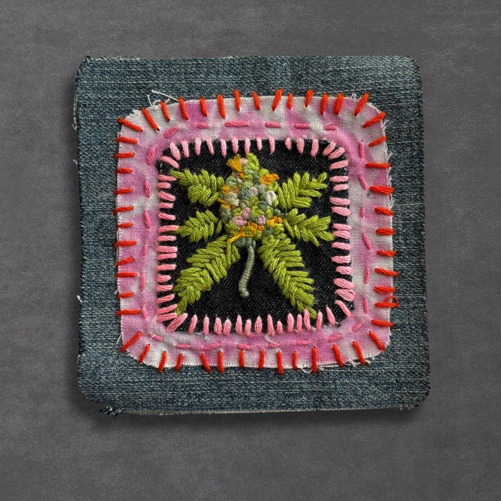 Weed flower sew on patch, Patches for jeans! Small Patch for Jacket. Dispensary gift idea for stoner.