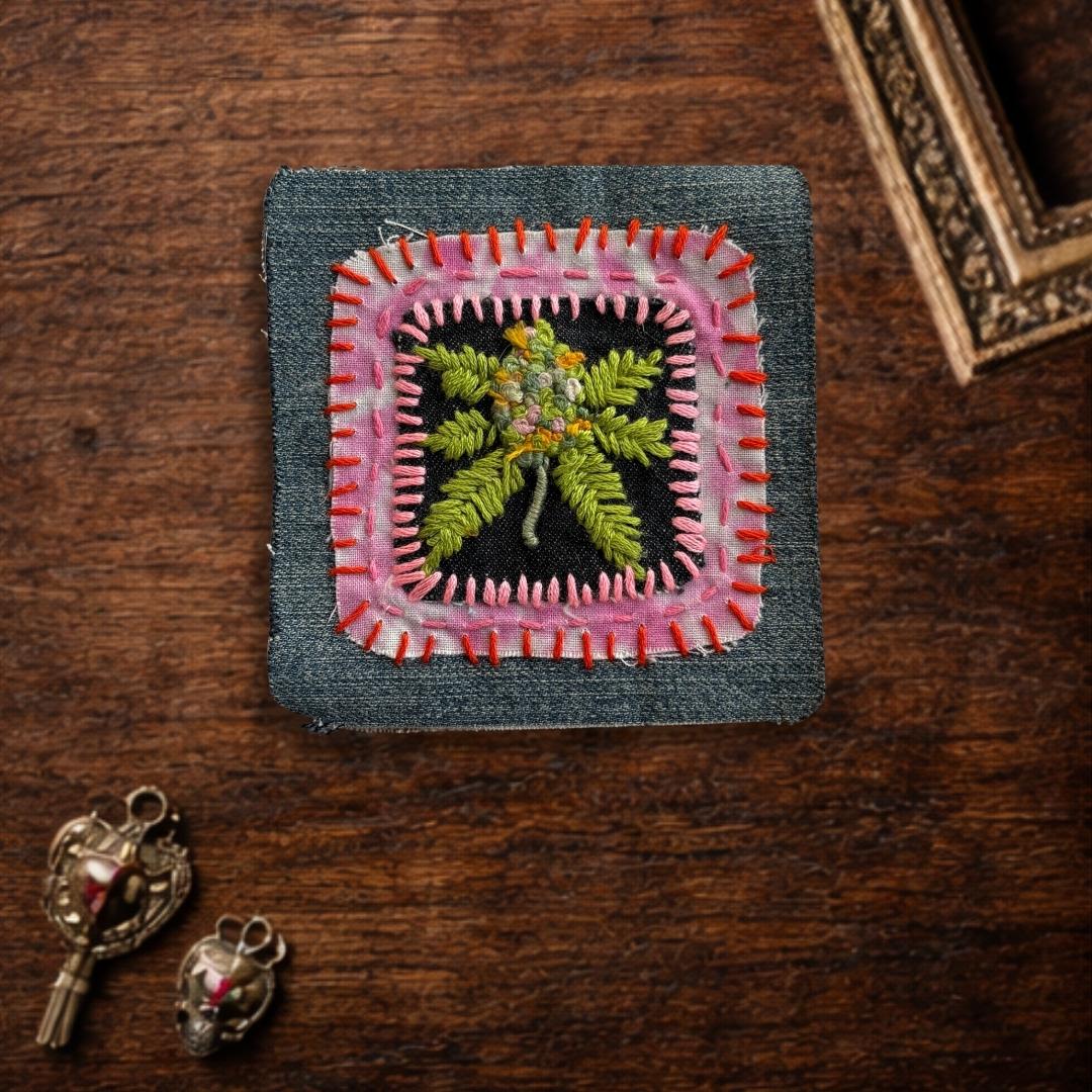 Weed flower sew on patch, Patches for jeans! Small Patch for Jacket. Dispensary gift idea for stoner.