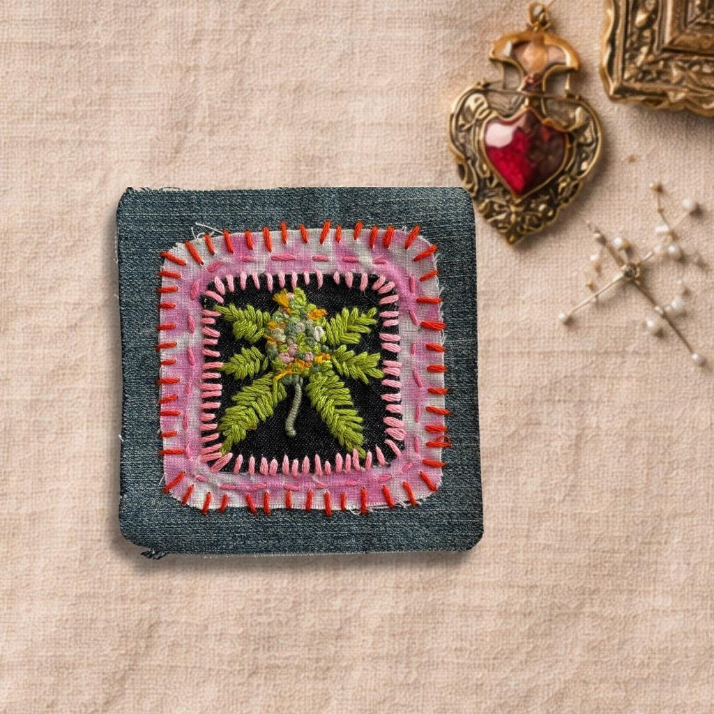 Weed flower sew on patch, Patches for jeans! Small Patch for Jacket. Dispensary gift idea for stoner.