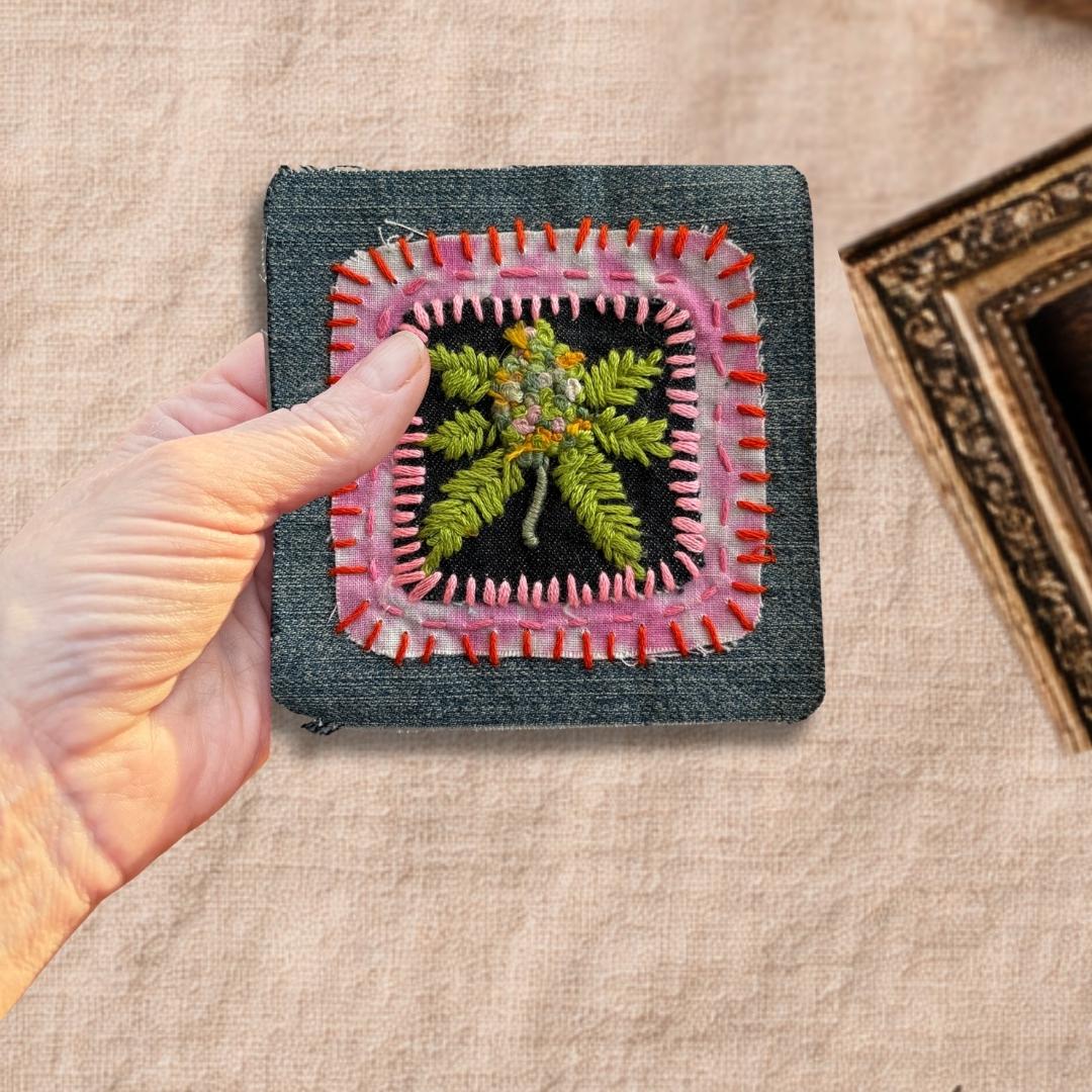 Weed flower sew on patch, Patches for jeans! Small Patch for Jacket. Dispensary gift idea for stoner.
