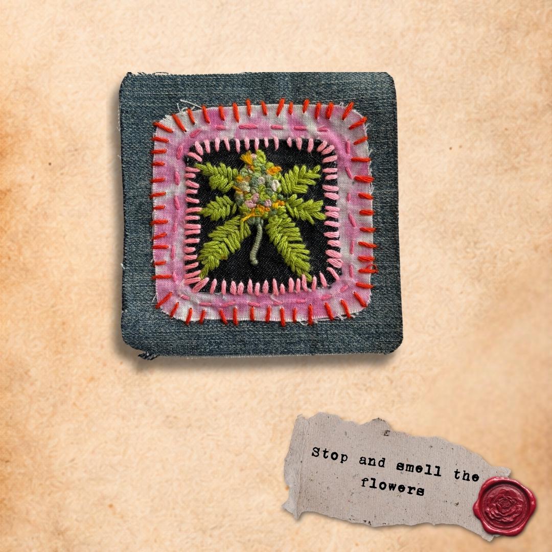 Weed flower sew on patch, Patches for jeans! Small Patch for Jacket. Dispensary gift idea for stoner.