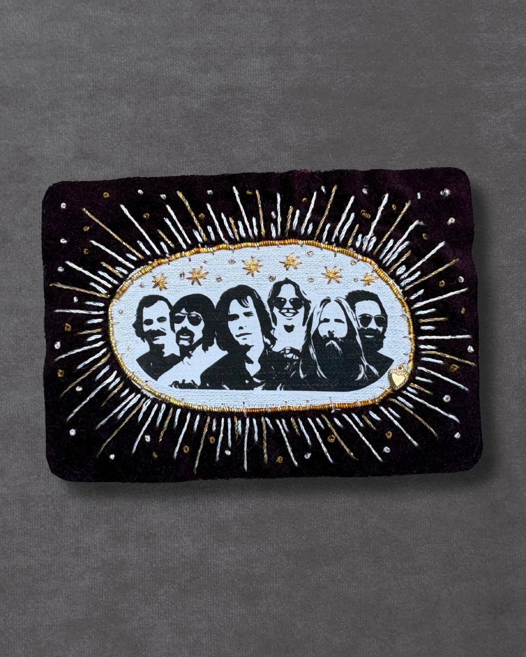 Embroidered Grateful Dead Patch. Handmade Wearable Velvet Textile Art.