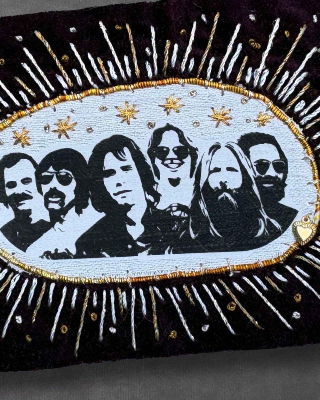 Embroidered Grateful Dead Patch. Handmade Wearable Velvet Textile Art.