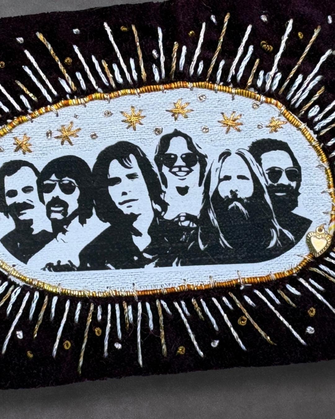 Embroidered Grateful Dead Patch. Handmade Wearable Velvet Textile Art.