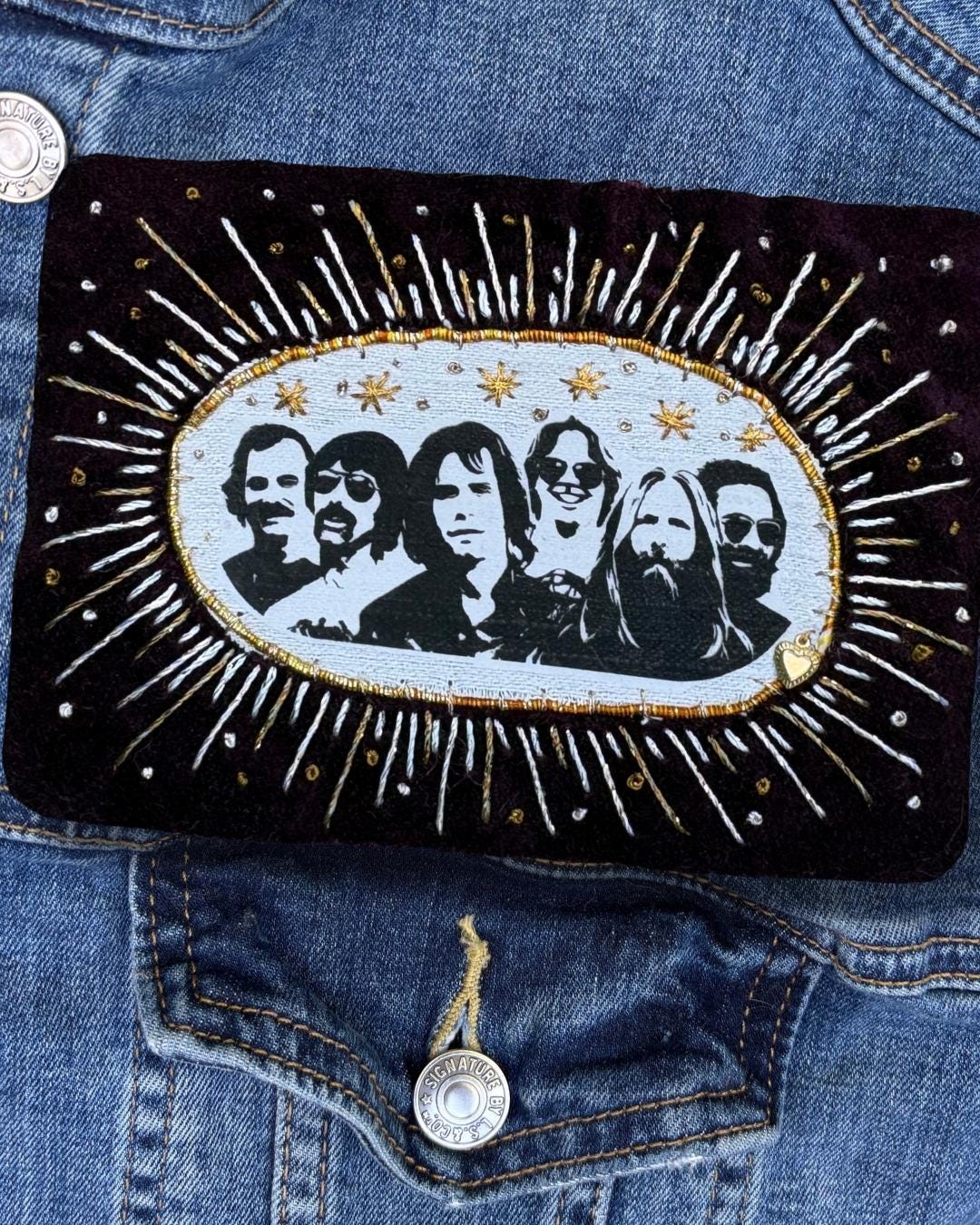 Embroidered Grateful Dead Patch. Handmade Wearable Velvet Textile Art.