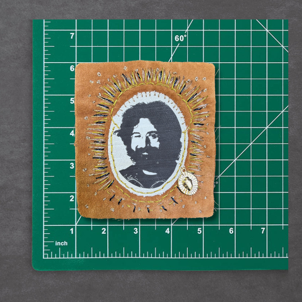 Jerry Garcia Patch, Hand Embroidered Velvet Grateful Dead Sew On Patch for Battle Jackets. Music Lover Gifts for Record Lovers