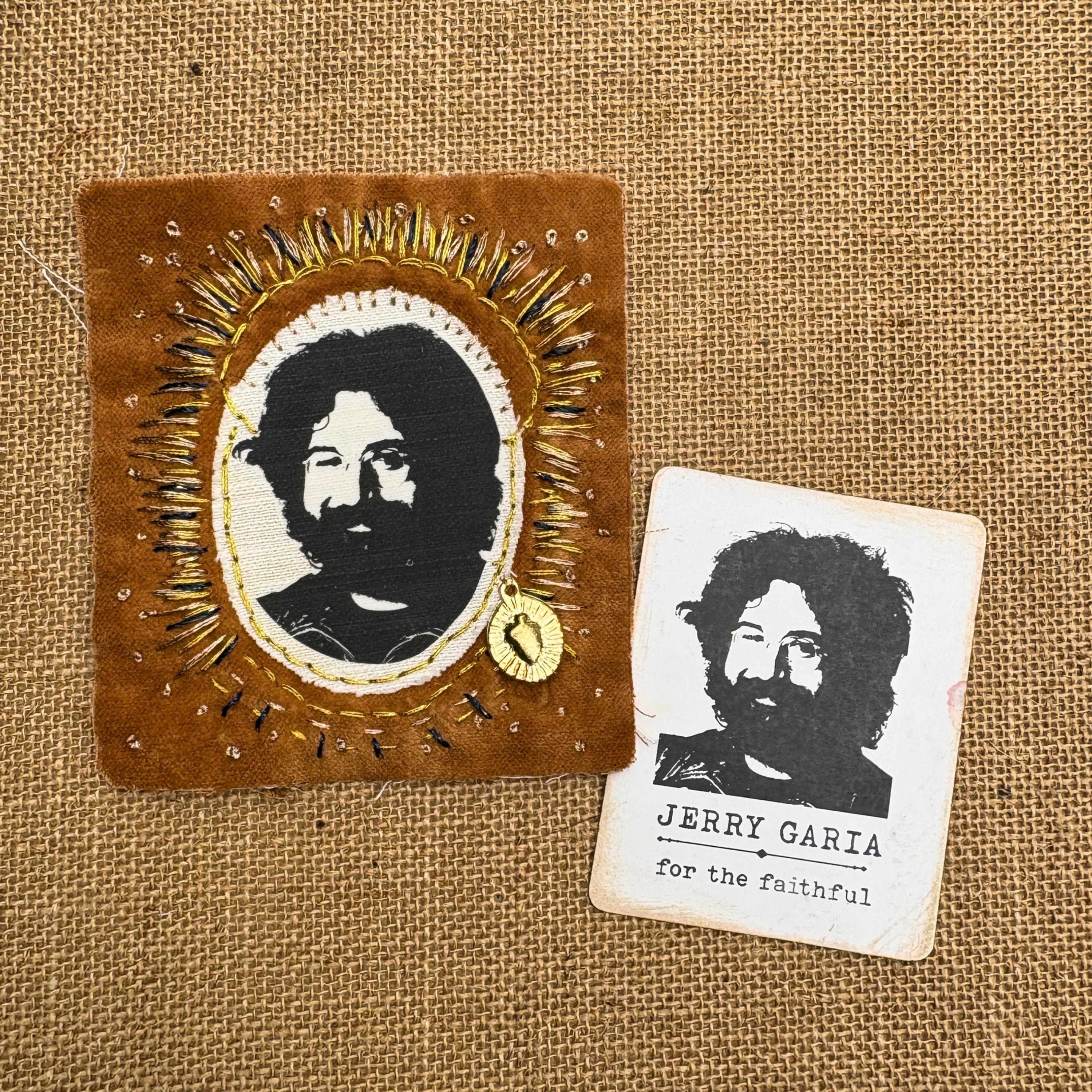 Jerry Garcia Patch, Hand Embroidered Velvet Grateful Dead Sew On Patch for Battle Jackets. Music Lover Gifts for Record Lovers