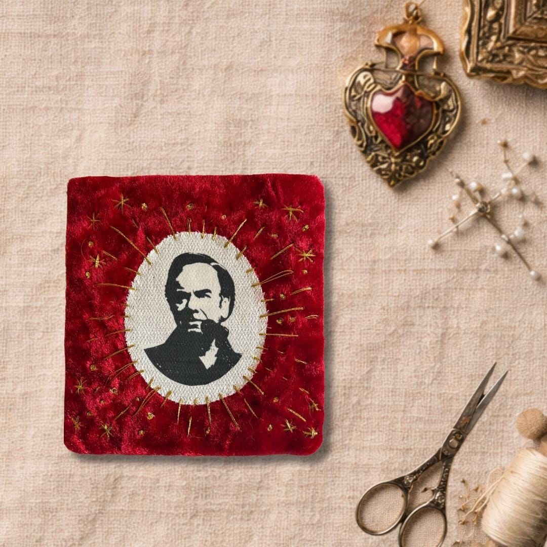 Embroidered Music Patch, Sew On Velvet Neil Diamond patch.