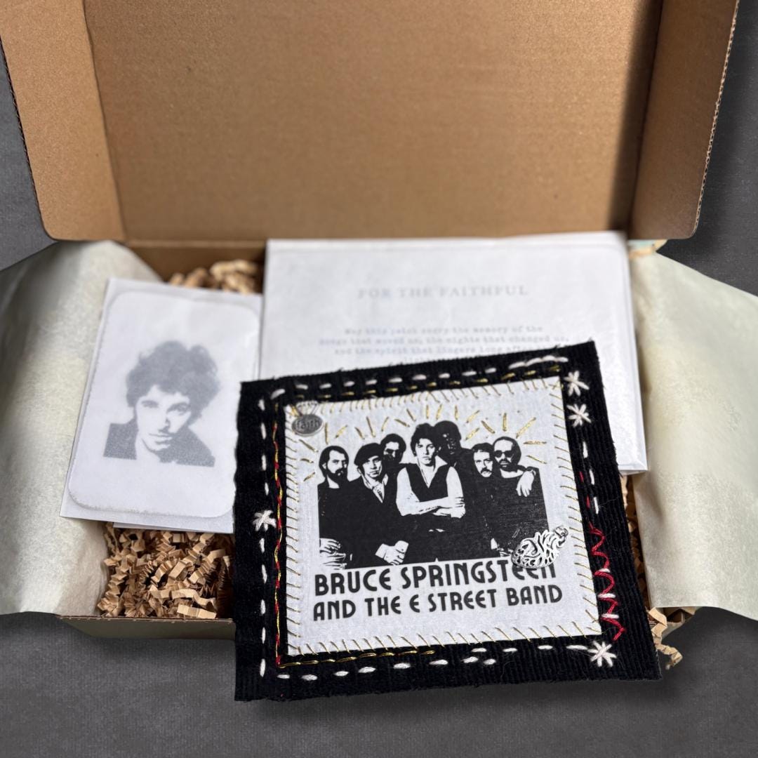 Embroidered Music Patch, Sew On Velvet Neil Diamond patch.